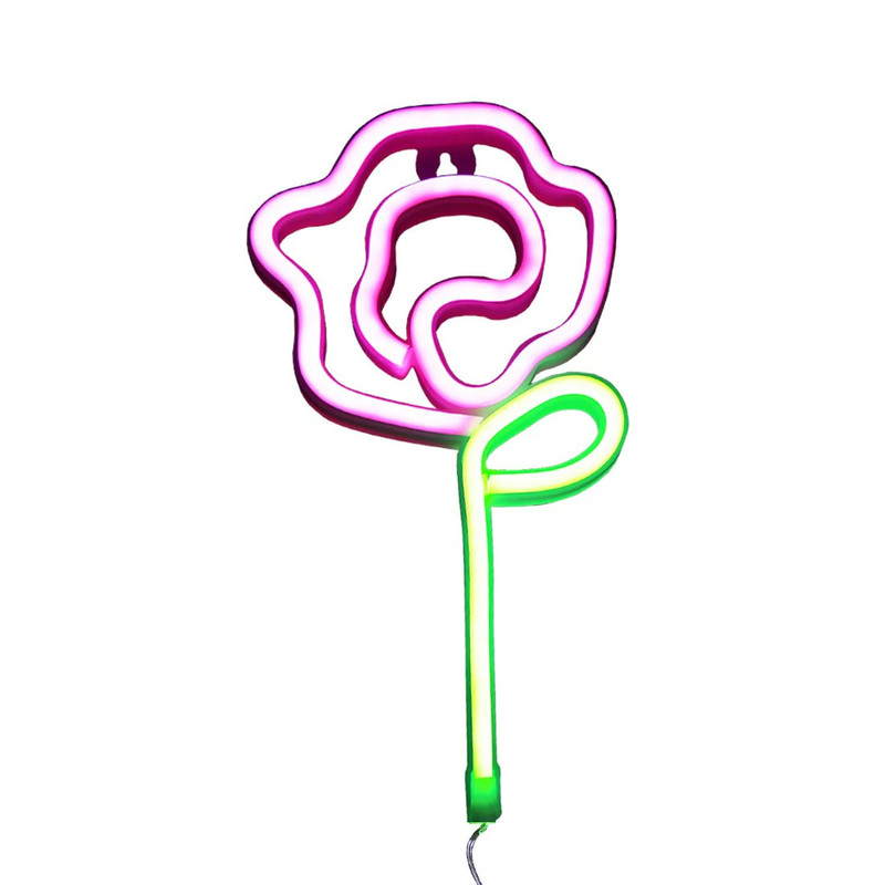 Led Neon Rose Shape - Pink & Green - إضاءة